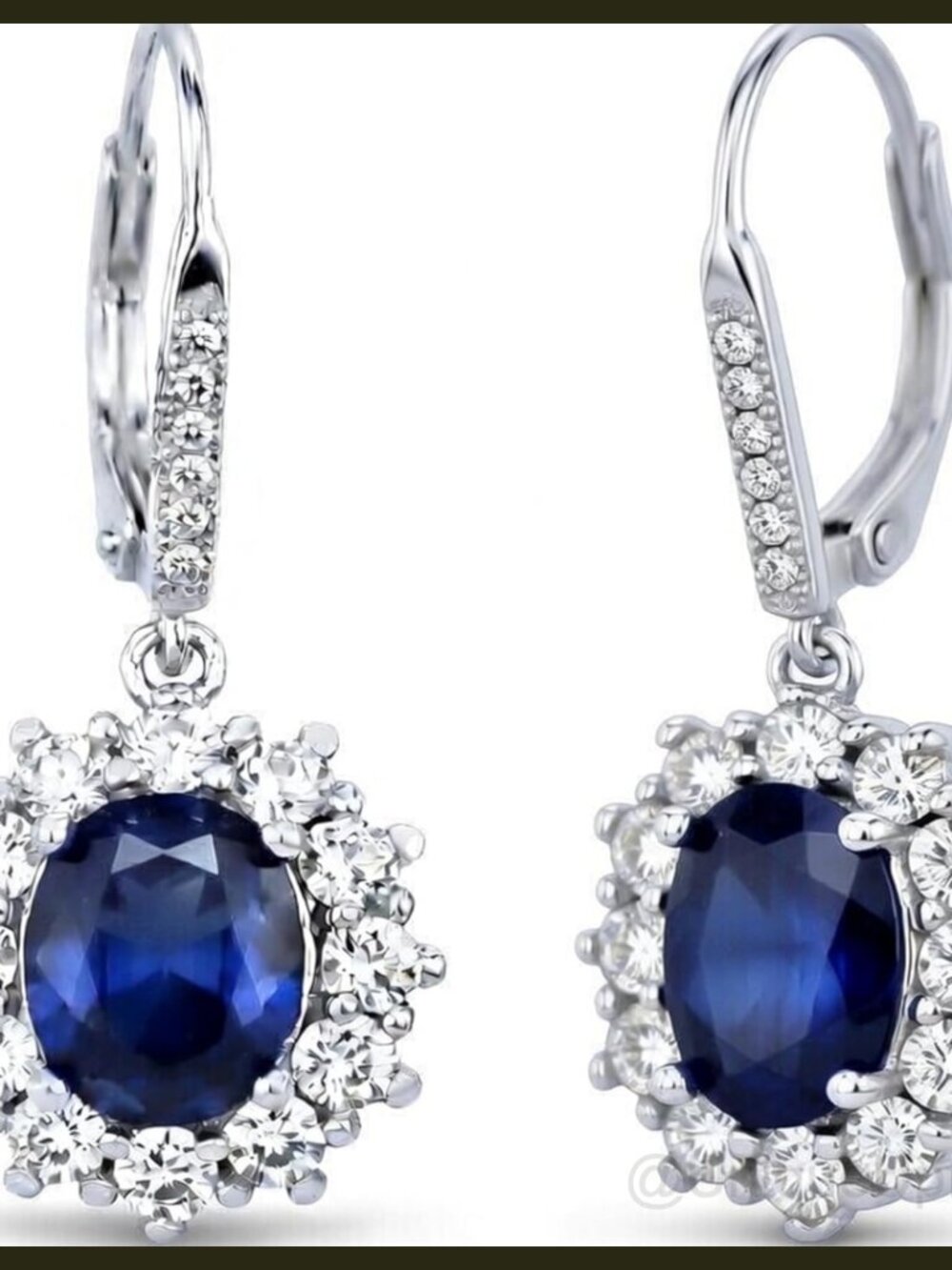 Sterling Silver Leverback Drop Dangle Halo Earrings 18k White Gold Plated